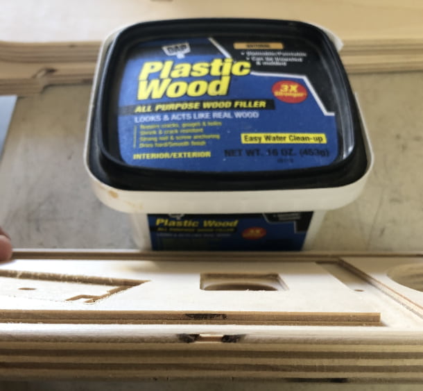 Image of wood filler used to fix imperfections in the wood.