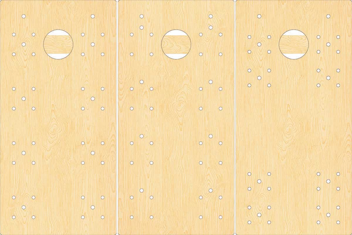 Illustration of a potential LED layouts on a YoreBoard cornhole board.