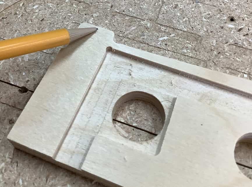Image of a leg stop on a YoreBoard cornhole board that should not receive a roundover.