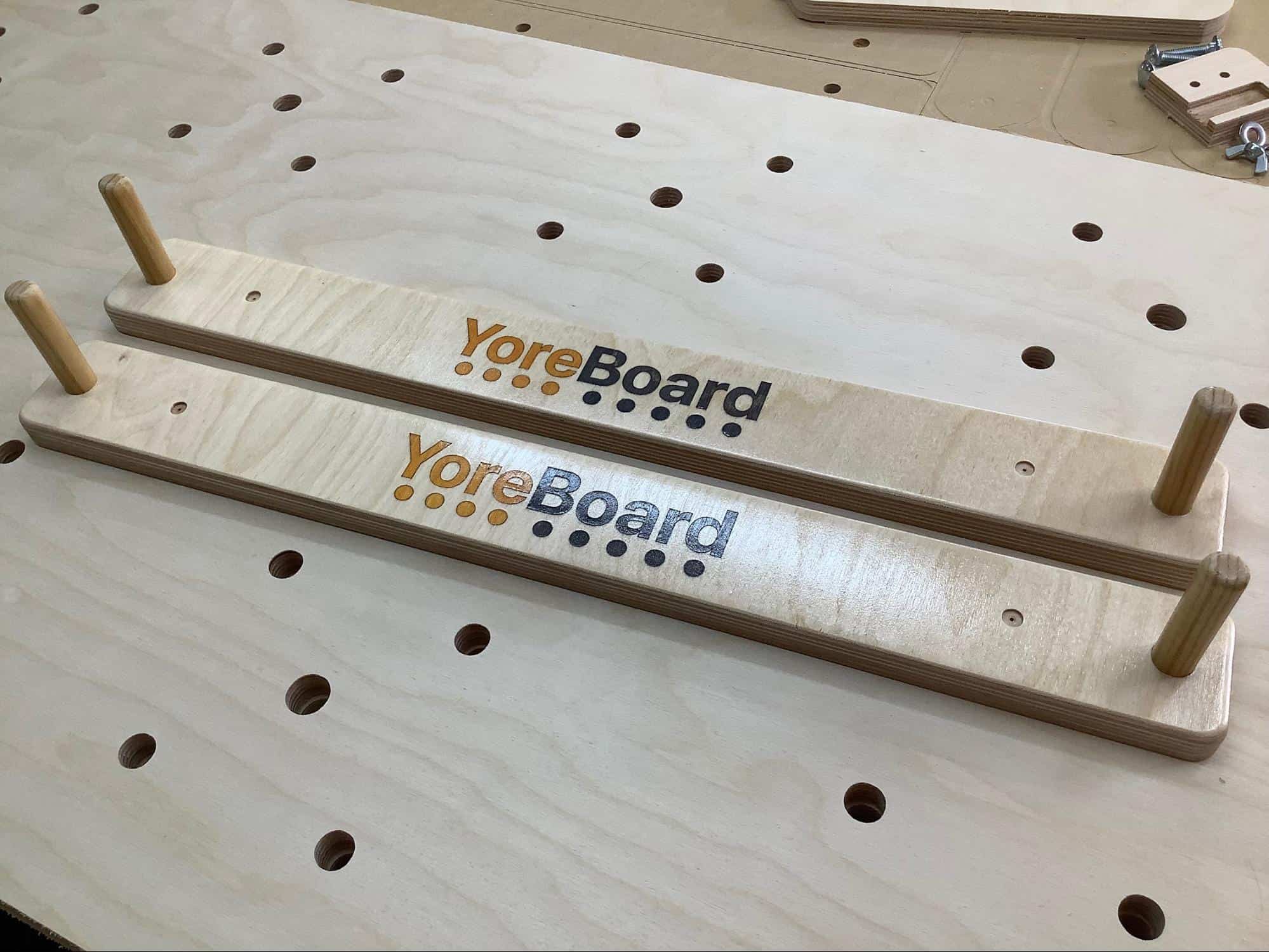 Image of wall mounts for YoreBoard cornhole boards.
